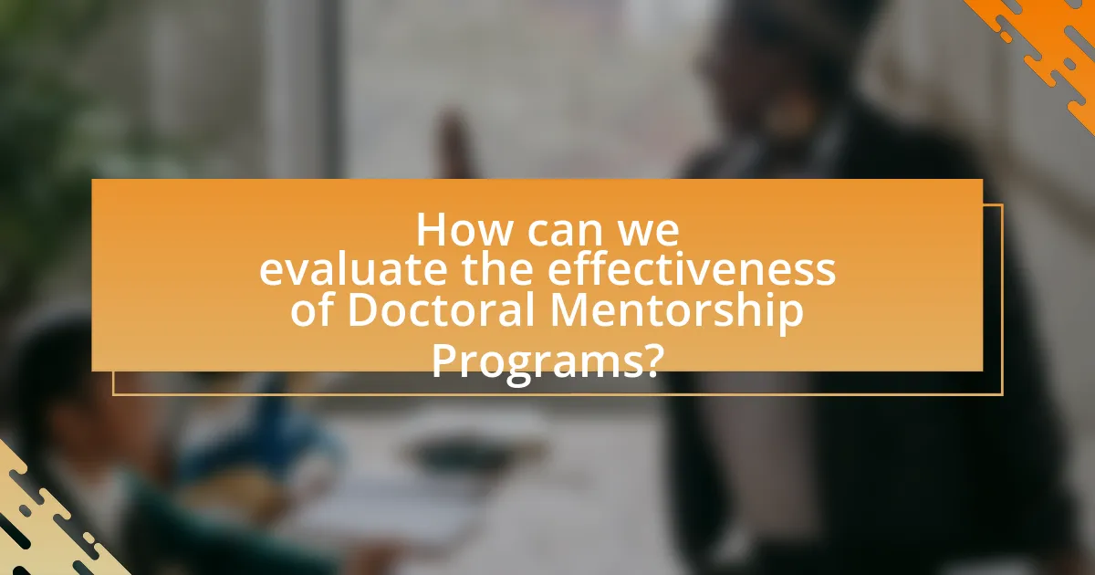 How can we evaluate the effectiveness of Doctoral Mentorship Programs?