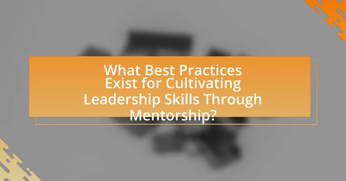 What Best Practices Exist for Cultivating Leadership Skills Through Mentorship?