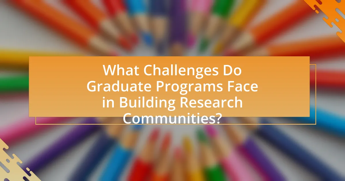 What Challenges Do Graduate Programs Face in Building Research Communities?
