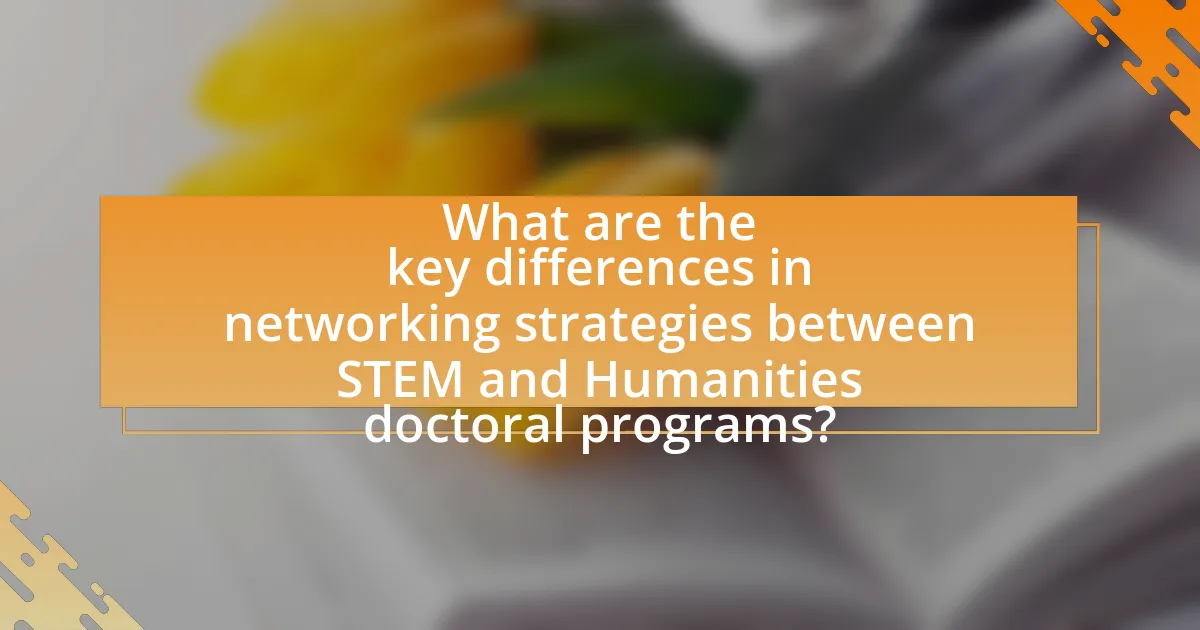What are the key differences in networking strategies between STEM and Humanities doctoral programs?