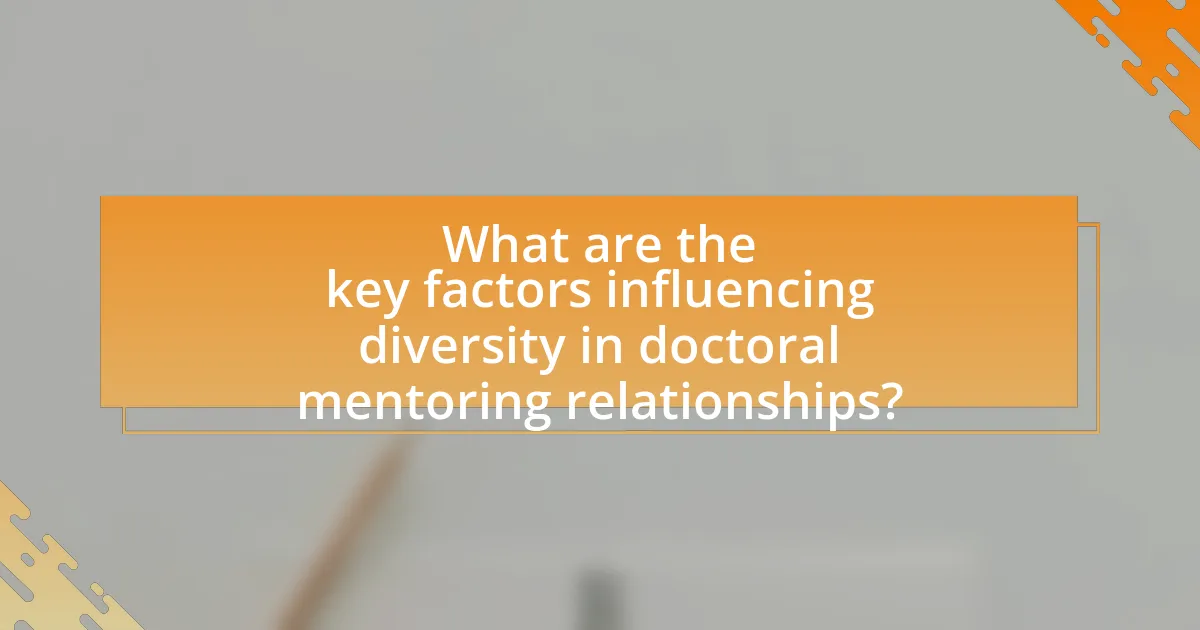 What are the key factors influencing diversity in doctoral mentoring relationships?