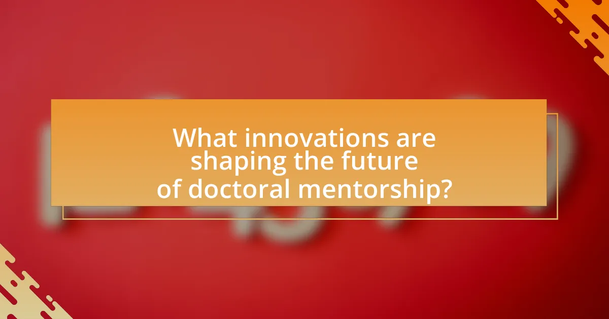What innovations are shaping the future of doctoral mentorship?