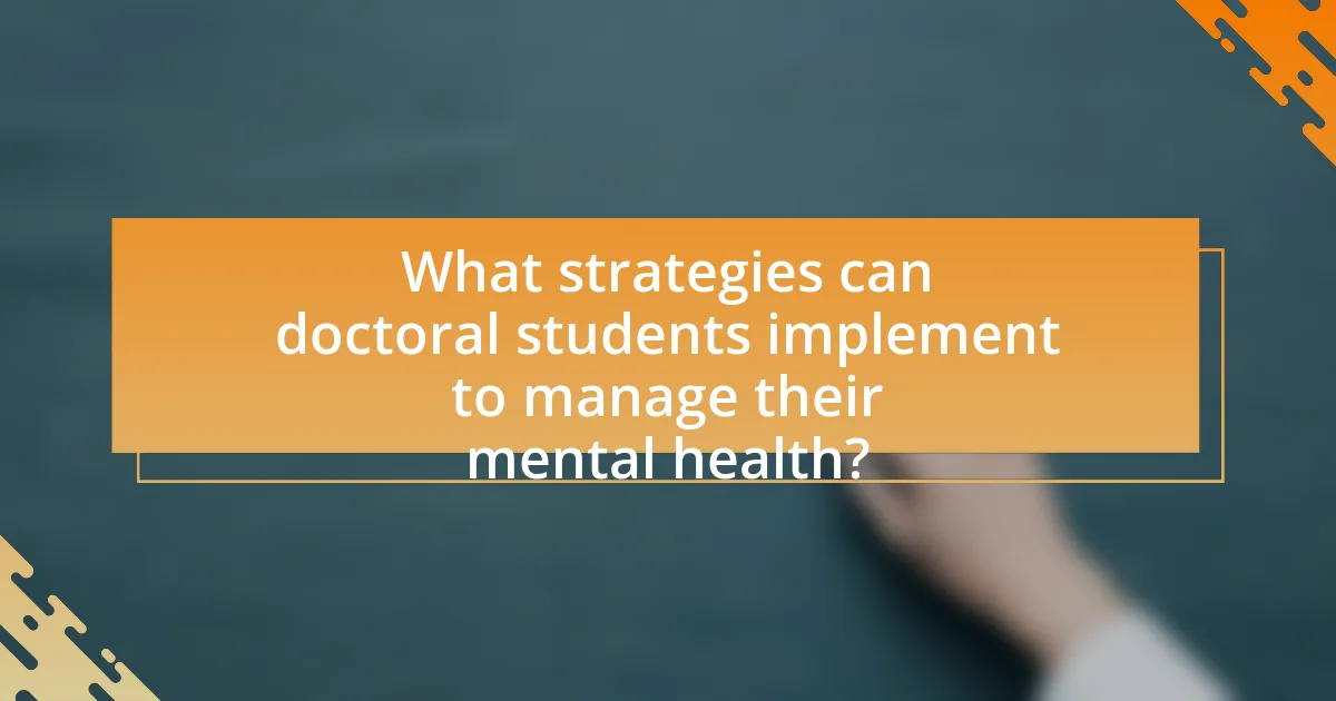 What strategies can doctoral students implement to manage their mental health?
